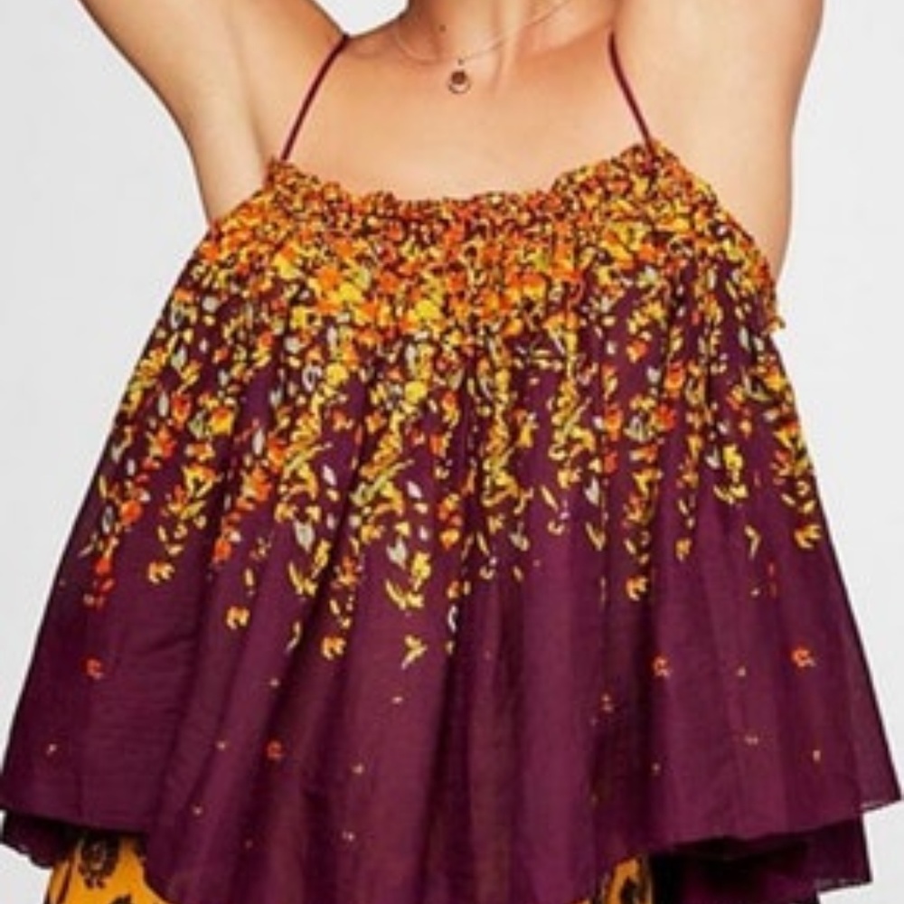 Free People Intimates black flowers swing tank top